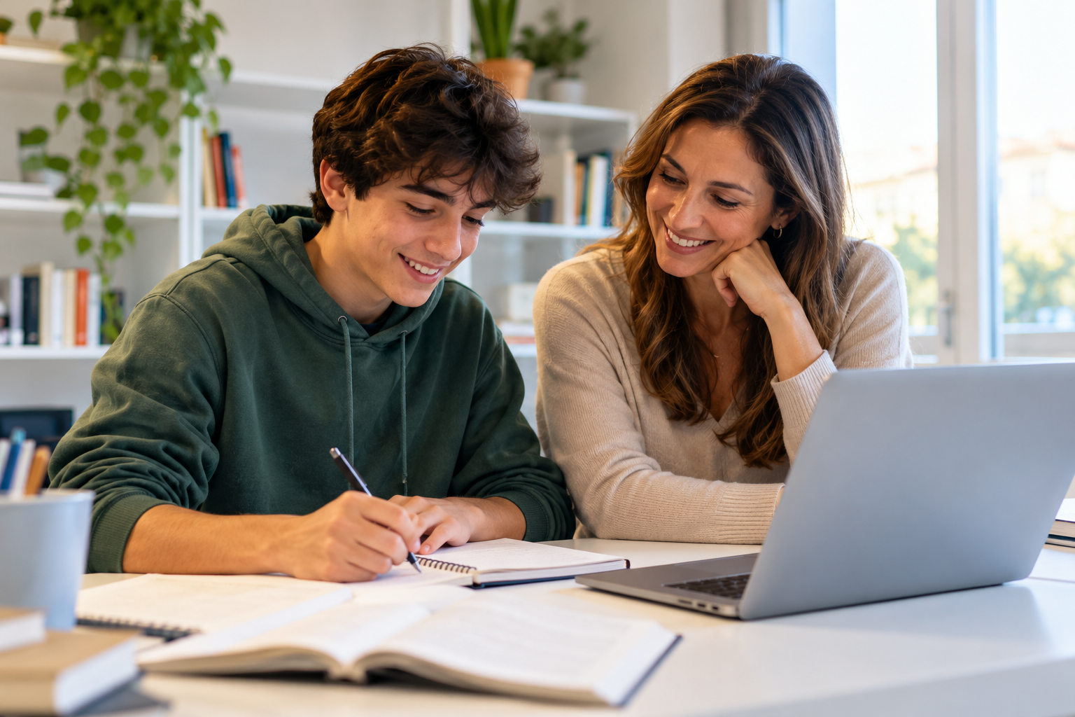 Tutor che aiuta uno studente durante lo studio